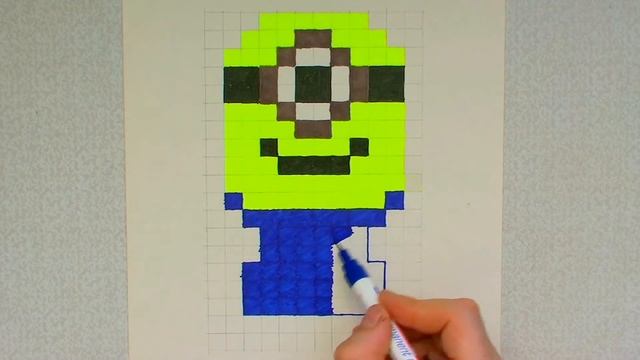 Как нарисовать Миньона по клеточкам #pixelvideo смотреть онлайн