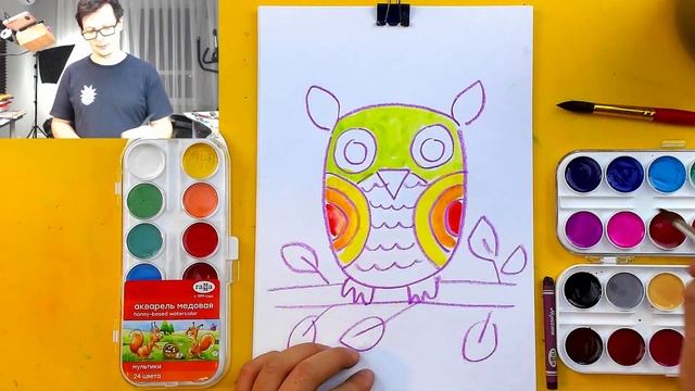 СОВА раскраска для детей смотреть онлайн