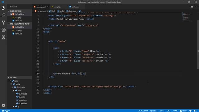 VueJS โปรเจค Navigation Menu смотреть онлайн