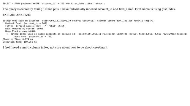 Databases: How to tune ilike query involving multiple columns? смотреть онлайн