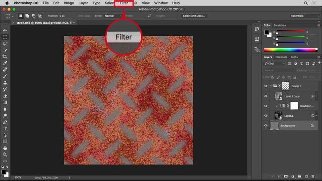Make from scratch! The texture of the Checkered Plate in Photoshop CC 2015 смотреть онлайн