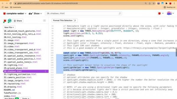 How to create shadows in web AR using WebXR and Three.js