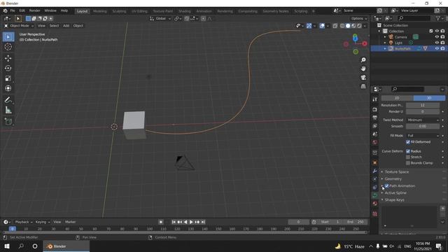 Object Along curve path Animation tutorial in blender 2.93 смотреть онлайн