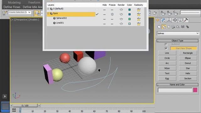 3dmax.работа со слоями, редактор, менеджер слоев смотреть онлайн