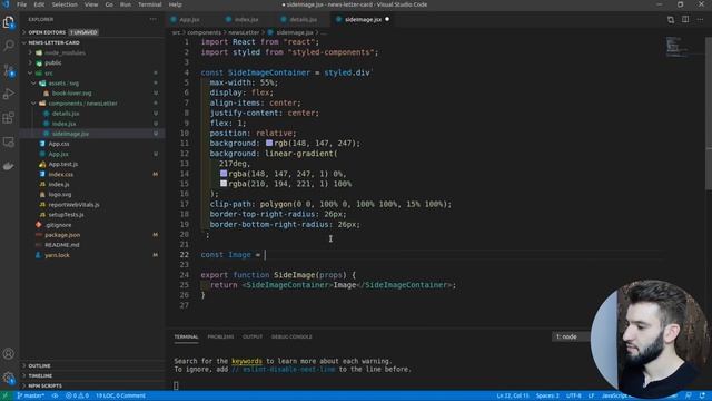 Create Beautiful Glass Newsletter Card on React | Beginners REACT.JS with styled-components смотреть онлайн