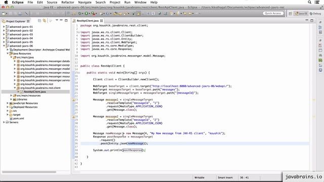 Advanced JAX-RS 17 - Making a POST request смотреть онлайн