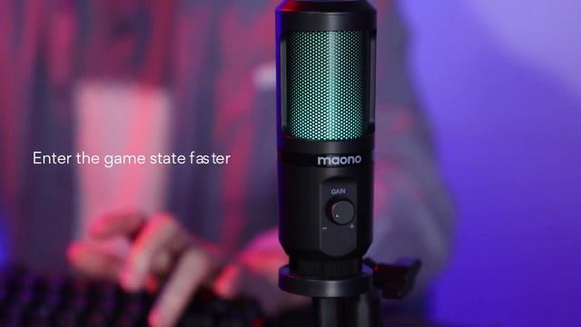 MAONO Gaming Microfone USB Desktop Condenser Podcast Microfono, Luz Respiratória com Ganho para Gra смотреть онлайн