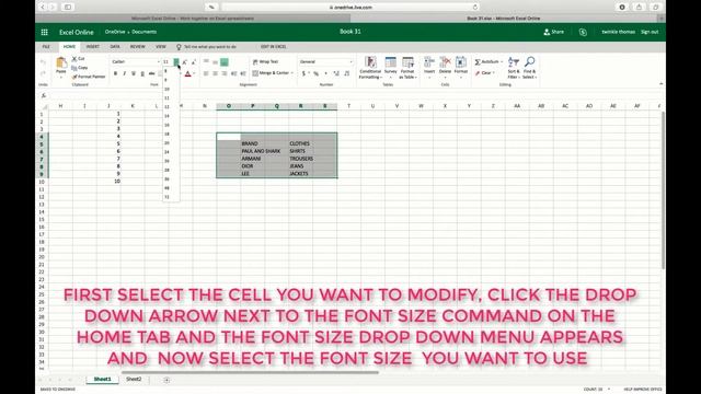 HOW TO CHANGE FONT SIZE IN EXCEL ONLINE ONEDRIVE смотреть онлайн