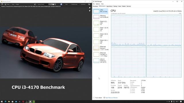 Intel i3 4170 dan NVIDIA GeForce GTX 960 2GB, Blender 3D Benchmark BMW Rendering смотреть онлайн