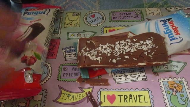 ОБЗОР ЛЕГЕНДАРНОГО КИНДЕР ПИНГВИ/ВИШНЯ, КОКОС И ШОКОЛАД/Молочный десерт/Kinder Pingui !!!