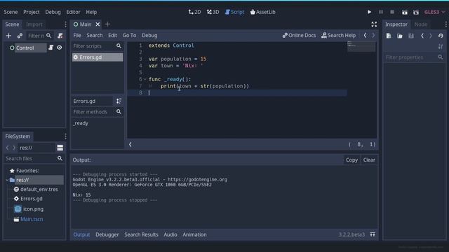 Godot Error: Invalid operands 'String' and 'int' in operator '+' смотреть онлайн