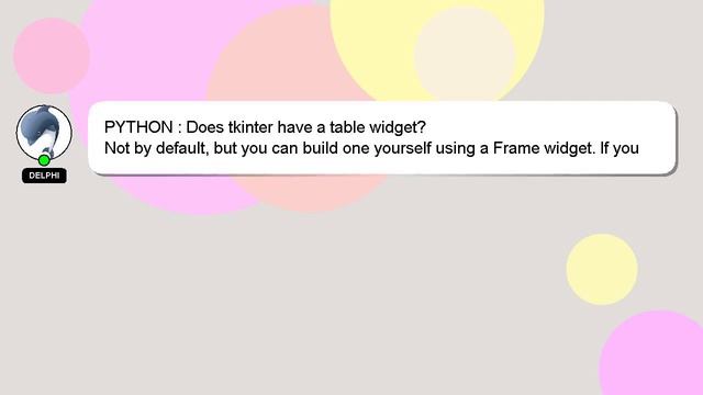PYTHON : Does tkinter have a table widget? смотреть онлайн