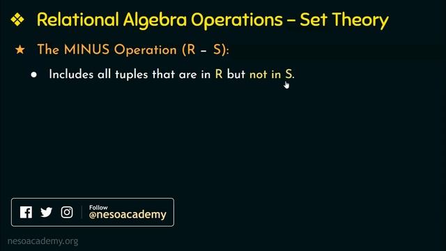 Relational Algebra Operations - Set Theory смотреть онлайн