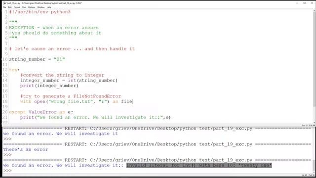 Python Tutorial - Part 19 exceptions смотреть онлайн