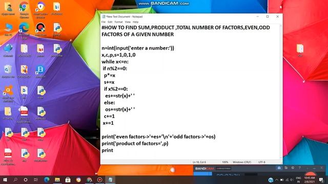 PYTHON:How to Find SUM,PRODUCT,EVEN,ODD,COUNT of all FACTORS of a GIVEN NUMBER/VL INFOTECH смотреть онлайн