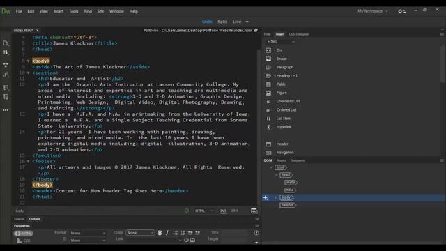 Adobe Dreamweaver CC DOM Panel смотреть онлайн