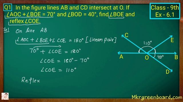 Class - 9th, Ex - 6.1, Q 1 (Lines and Angles) Maths NCERT CBSE смотреть онлайн