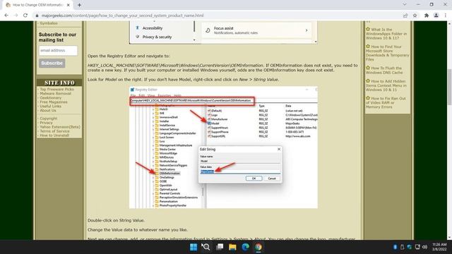 How to Change OEM Information and System Product Name & in Windows in Windows 10 & 11 смотреть онлайн