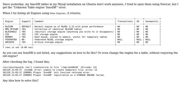 SHOW ENGINES; does not list InnoDB (2 Solutions!!) смотреть онлайн