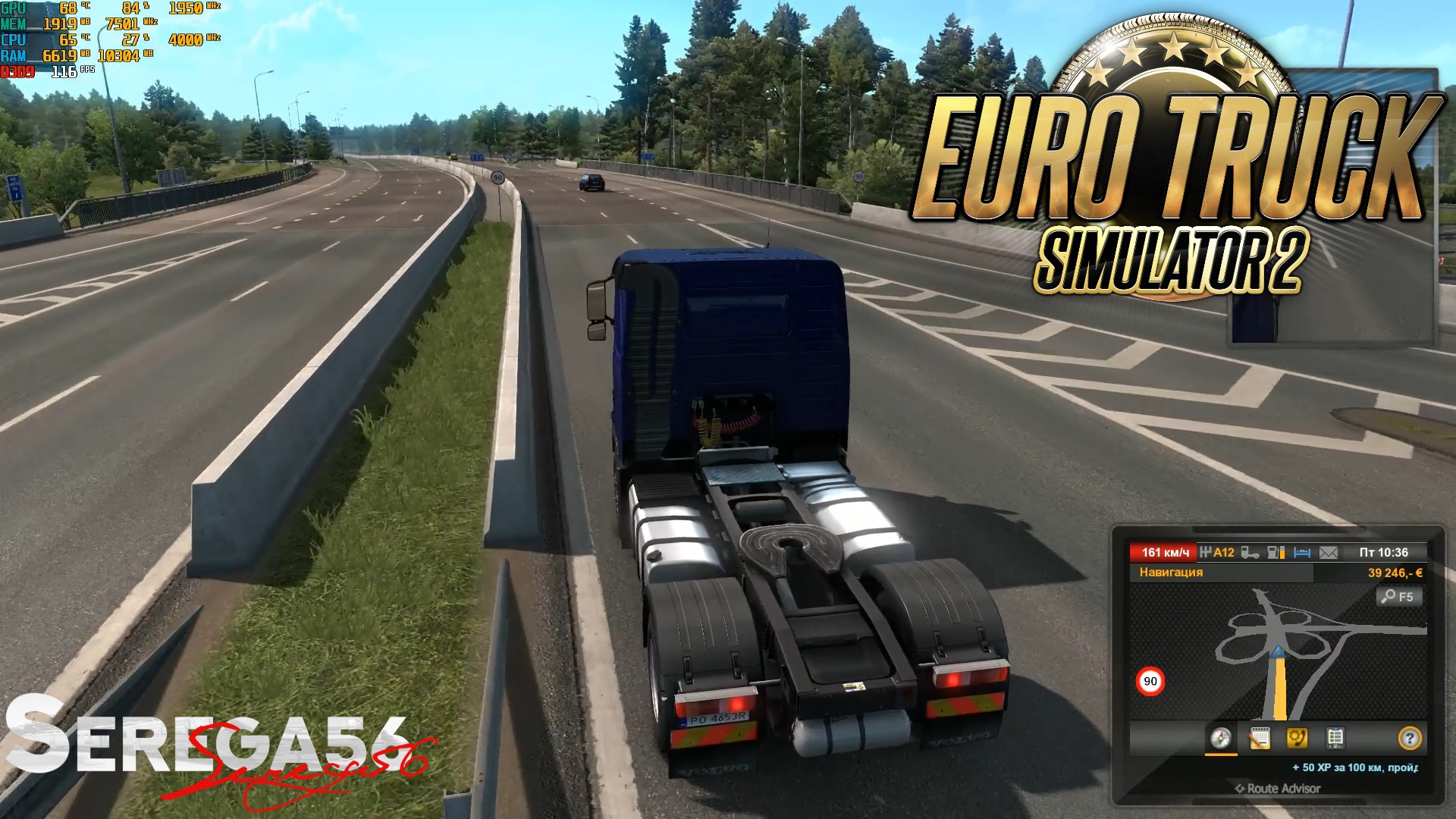 Тест Ryzen5 2600x и 1660ti в Euro Truck Simulator 2