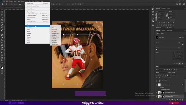 American Football Poster Design - Patrick Mahomes(Photoshop 2021) смотреть онлайн