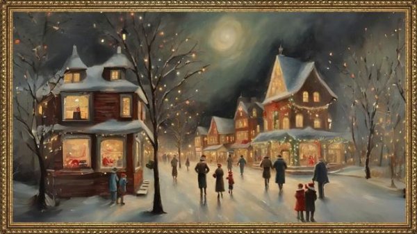 Christmas TV Art + crackling fire sound [1 Hour]