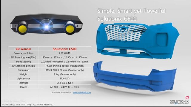 SOLUTIONIX C500-Real car bumper 3d scanning смотреть онлайн