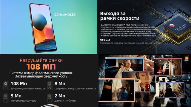Xiaomi Redmi Note 10 Pro Смартфон 108Мп Камера Snapdragon 732G 120Гц AMOLED Дисплей смотреть онлайн