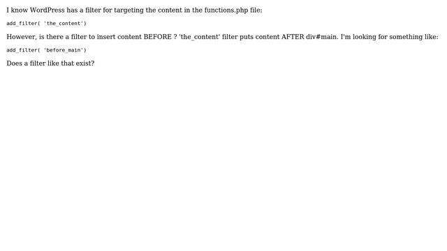 Wordpress: Insert Content Before div#main from the functions.php File смотреть онлайн