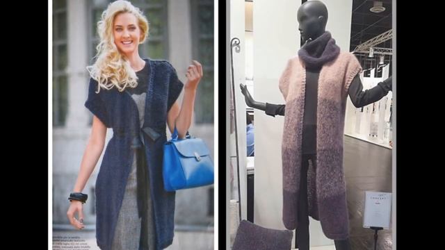 Pletena moda.Длинные вязаные жилеты крючком и спицами смотреть онлайн