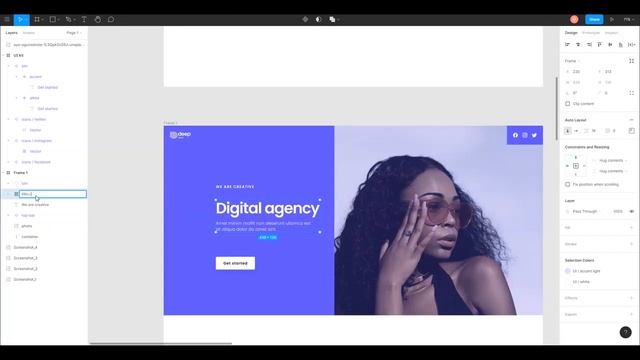 Повторяем дизайн сайта в Figma из Behance #2 Работа с компонентами и изображением. смотреть онлайн