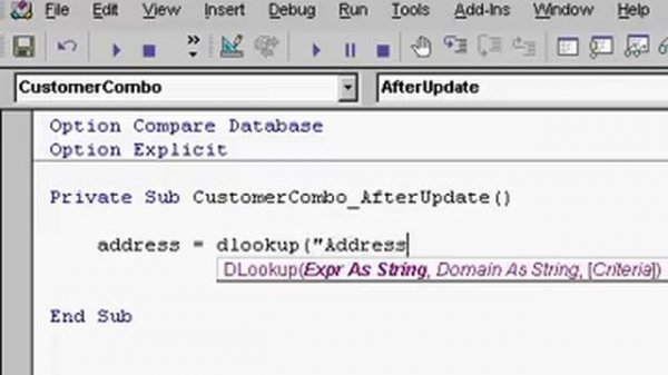Microsoft Access DLOOKUP Function