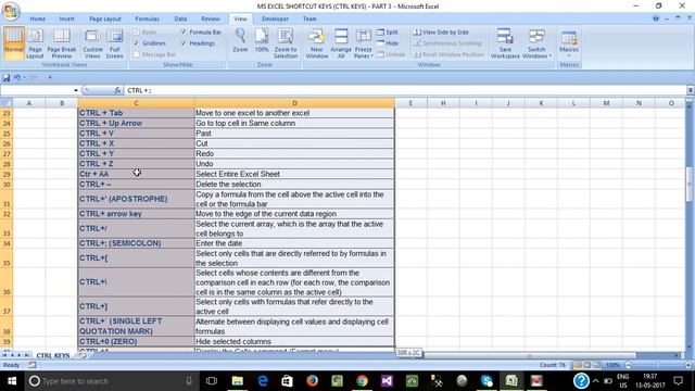 PART 3 - MS EXCEL SHORTCUT KEYS / EXCEL USING CTRL KEYS (TAMIL) смотреть онлайн