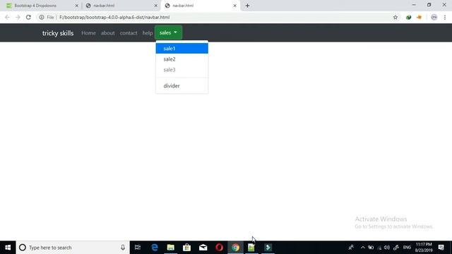 Bootstrap 4 Tutorial Part 8:How to make a (dropdown menu) part 2 in hindi/urdu || by tricky skills смотреть онлайн
