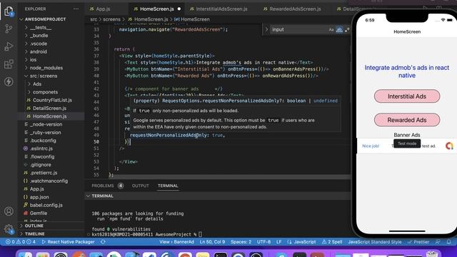 #EP9 How to integrate admob’s ads (banner Ads, Rewarded Ads, Interstitial Ads)in react native(HINDI смотреть онлайн