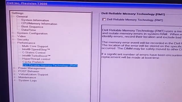 RMT Event log screen in BIOS setup for specific DIMM information смотреть онлайн