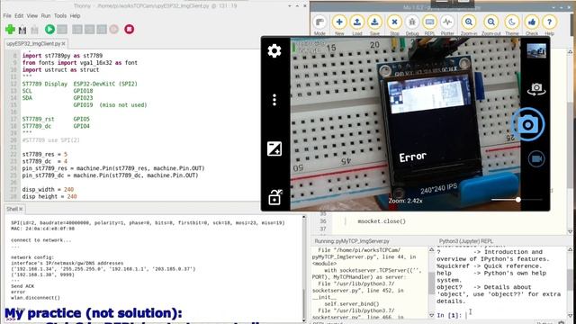 Raspberry Pi/Python Server send image to ESP32/MicroPython Client via WiFi TCP socket смотреть онлайн