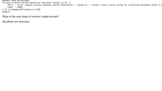 Databases: mongodb config servers not in sync смотреть онлайн