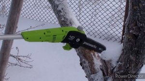 Обзор, проверка в работе высотореза (сучкореза) Greenworks G40PSF