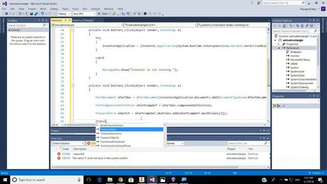 Creating a sketch and extruding it using Inventor's API смотреть онлайн