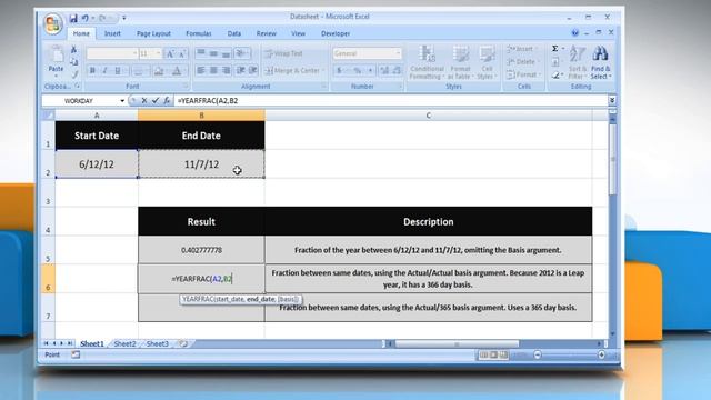 How to use the YEARFRAC function in Excel смотреть онлайн