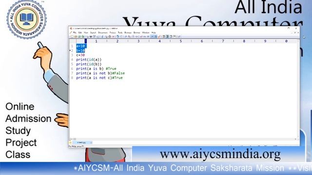 #Python Class: Immutability & Identity operators concept in python. AIYCSM Computer online class. смотреть онлайн