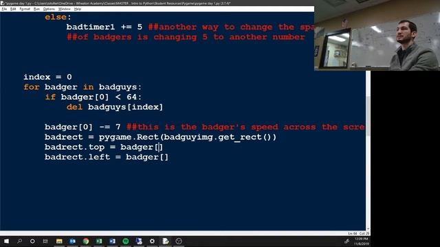 Class 11 8 19 Pygame Delete Badgers and Rectangle смотреть онлайн