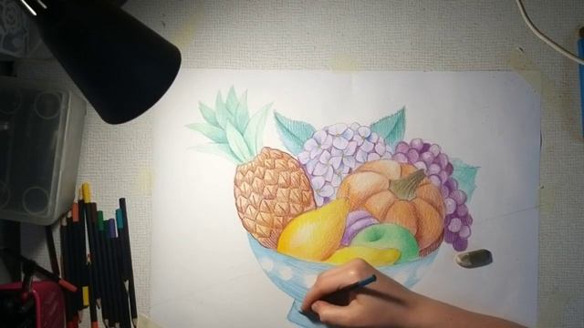 Урок "Декоративный натюрморт с тыквой,фруктами и гортензией" смотреть онлайн