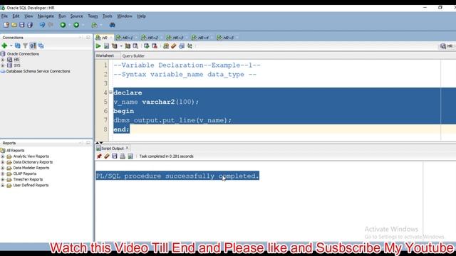 Oracle PLSQL Tutorial 6:-Variable Declaration in PL/SQL with Example in Hindi смотреть онлайн