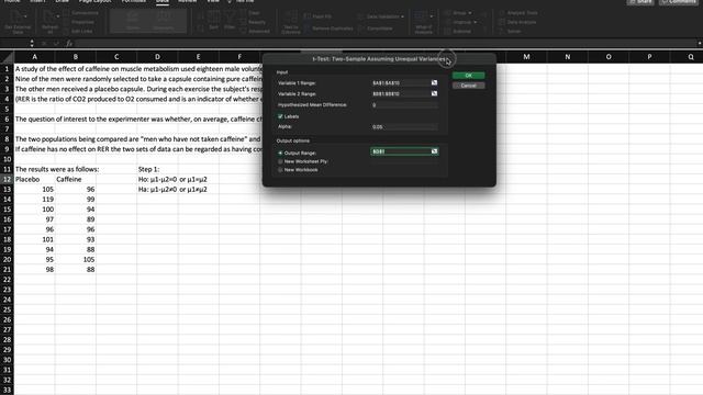 Statistics - Hypothesis Testing - On Using Excel - Two-Sample t-test: Independent Samples - e.g. 1 смотреть онлайн