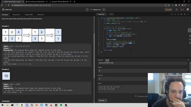 Delete Greatest Value in Each Row - TypeScript смотреть онлайн