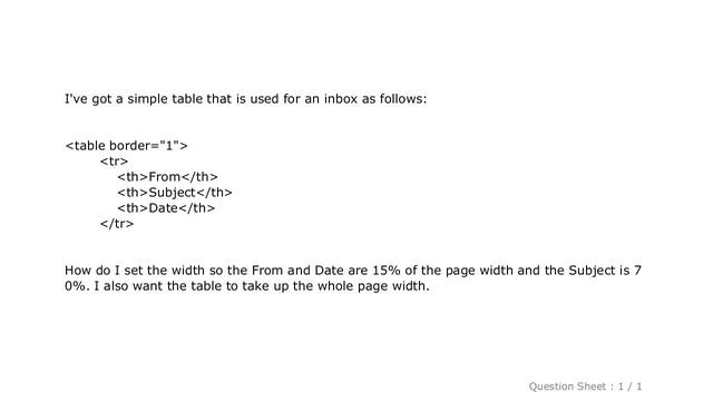 CSS : Setting table column width смотреть онлайн