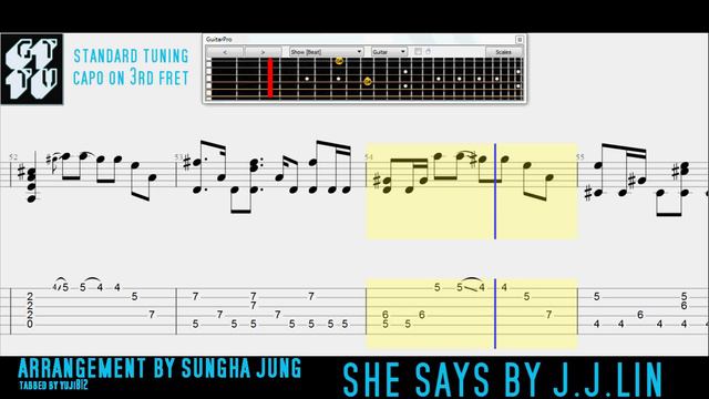 She Says JJ Lin Fingerstyle Acoustic Guitar Pro Sungha Jung TABS смотреть онлайн