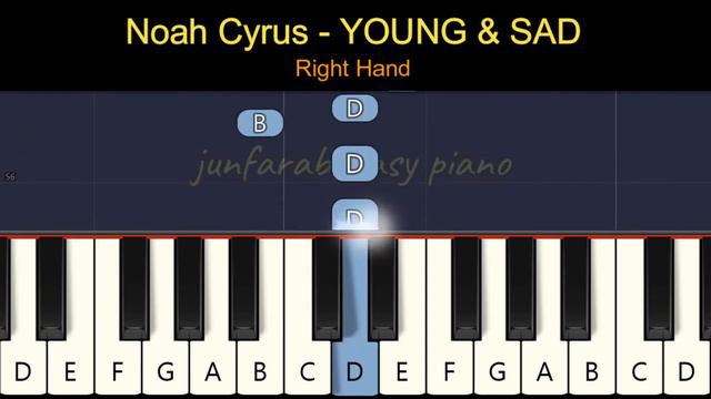 Noah Cyrus - YOUNG & SAD - piano easy for one (right) hand смотреть онлайн